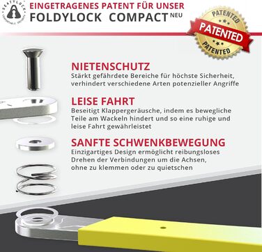 Складаний велосипедний замок FoldyLock Compact з ключем та кріпленням, 85 см – високий рівень безпеки для електровелосипеда, самоката та велосипеда
