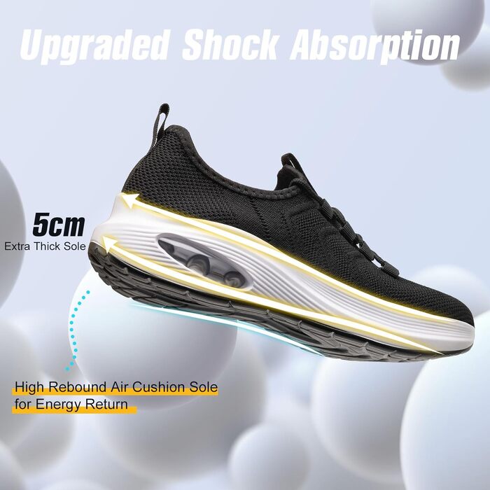 Жіночі кросівки з широкою передньою частиною та надширокою колодкою. Зручні для бігу, тренувань, занять у залі, ходьби. Повітряна амортизація, ультралегкі, дихаючі, з підтримкою склепіння стопи (41 EU, Чорний)