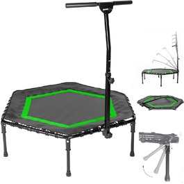 Фітнес батут SportPlus для дорослих, зелений, 111x124x90-115 см