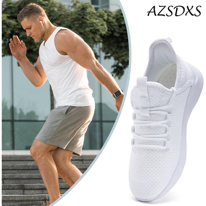 Кросівки для чоловіків AZSDXS: білі спортивні кросівки для бігу, тренувань та занять у залі (43 EU)