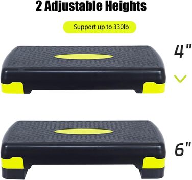 Степпер для фітнесу та аеробіки Steppbrett, регульована висота, 2 сходинки (10/15 см), для дому та офісу, 68 x 28 x 15 см, PP-1