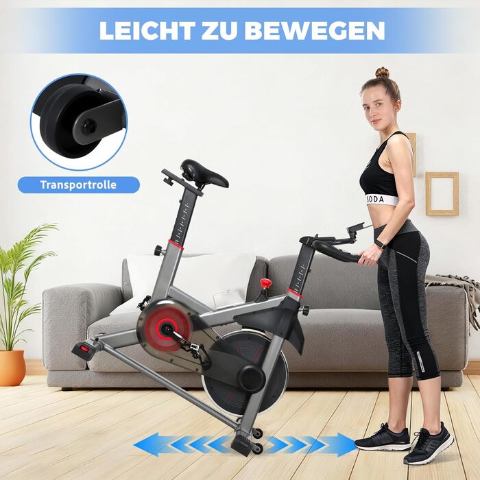 Велотренажер Heimtrainer S100 з регульованим опором, LED-дисплеєм, датчиком пульсу та тримачем для смартфона/планшета