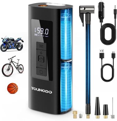 Електричний компресор-насос YOUNGDO 6000mAh, 150 PSI для велосипеда, авто, мотоцикла, м'ячів