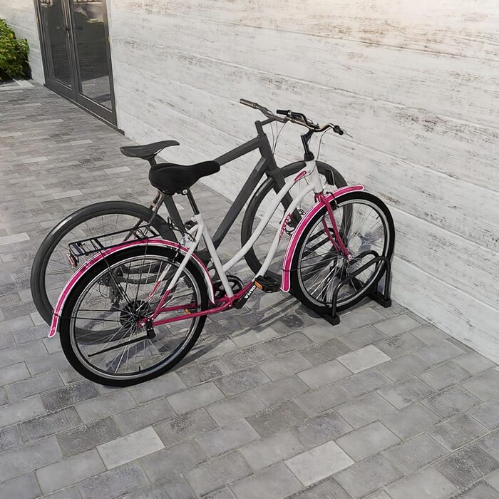 Підставка для велосипедів HENGMEI на 2 велосипеда, сталева, чорна. Підходить для шин шириною 30-65 мм. Монтаж на підлогу або стіну.