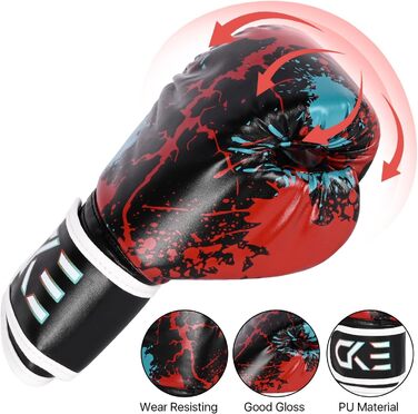 Боксерські рукавички для дітей CKE, 5-12 років, для тренувань, бокс, кікбоксинг, муай-тай, зелені (червоно-чорні)