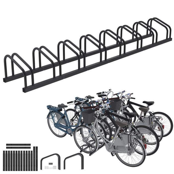 Підставка для велосипедів Froadp на 4 велосипеда, для шин 30-65 мм, з оцинкованої сталі, для підлогового та настінного монтажу (Чорний)