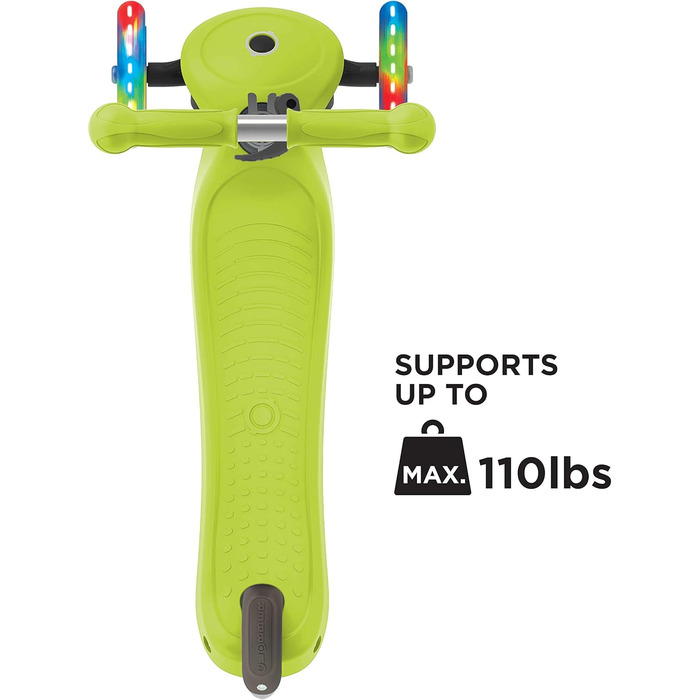 Дитячий самокат Globber Primo Lights, 3 колеса, 120/80 мм, ABEC 5, регульований, LED підсвітка, неоновий
