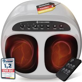 Електричний масажер для ніг преміум-класу | EMS масажер для ніг з функцією Shiatsu, вібрації та підігрівом. Покращує кровообіг, знімає біль при п'яткової шпори та нейропатії. Підходить для розміру ноги до 45. Білий колір