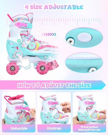 Роликові ковзани Sportneer для дітей з підсвіткою та захистом, розмір M (EU 33-36)