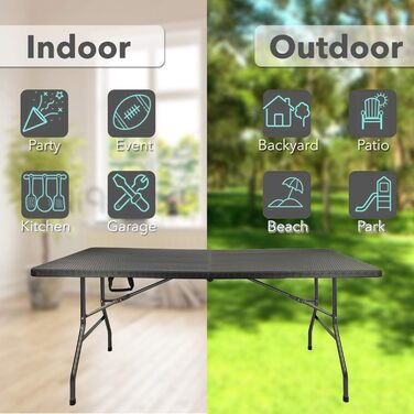 Складний садовий/кемпінговий стіл MaxxGarden 180x70x74 см - Білий, пластиковий, для дому та на вулицю