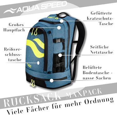 Рюкзак Aqua Speed MAXPACK 42л чорний для спорту та подорожей з мікрофібровим рушником