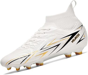 Чоловічі футбольні бутси з високим верхом, професійні, для юніорів та дорослих, для тренувань та гри на штучному покритті, білі, розмір 40 EU