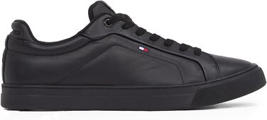 Чоловічі шкіряні кросівки Tommy Hilfiger Low Icon Court Leather Flag Essential, чорні, розмір 46 EU