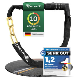 Замок для велосипеда MIVELO ланцюговий, 100 см, висока безпека. 8 мм загартована сталь, кодовий замок. Підходить для E-bike, MTB, шосе.