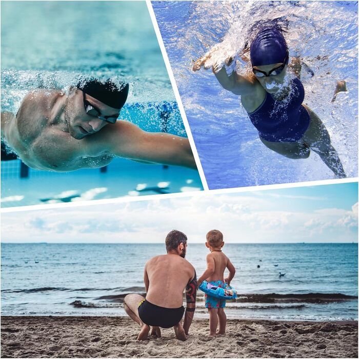 Оптична плавальна маска з корекцією зору -1,5 до -9,0, антизапітніння, захист від УФ, знімальна маска з заглушками для вух, чорна, для чоловіків та жінок
