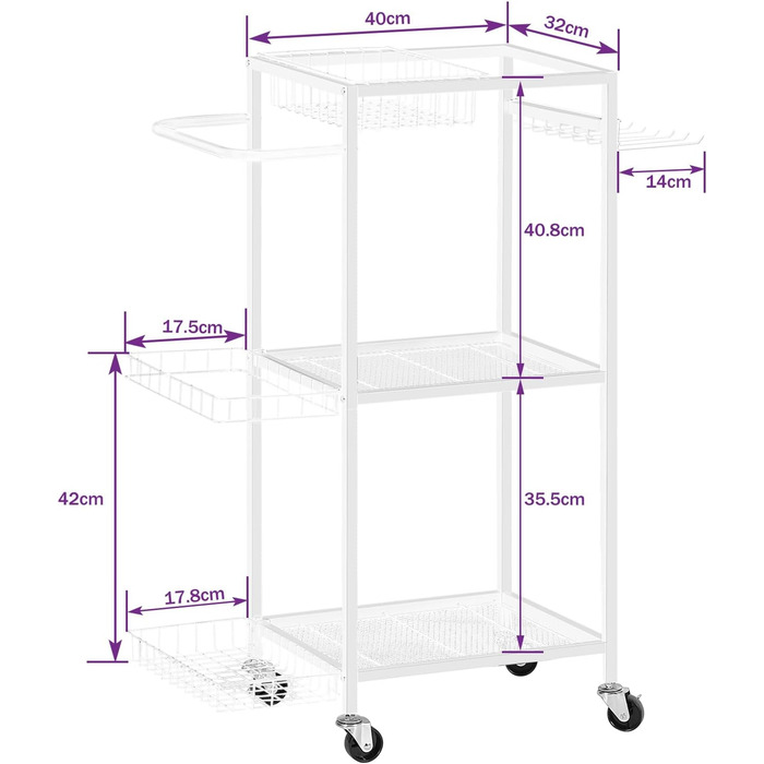Стійка для зберігання спортивного обладнання SMUSEI: 3 яруси, металева, з роликами та 8 гачками. Підходить для йог-матів, гантелей, гир та іншого обладнання для дому.