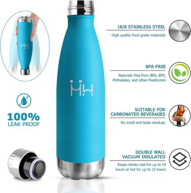 Термос-пляшка 750 мл, ізольована пляшка для води з нержавіючої сталі, без BPA, водонепроникна термопляшка з подвійними стінками, підходить для газованої води, для університету, роботи, подорожей, спорту, активного відпочинку, хлопчиків та дівчаток, темно-