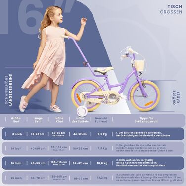 Дитячий велосипед Sun Baby Flower для дівчаток 2-6 років, знімна штанга, різні розміри коліс