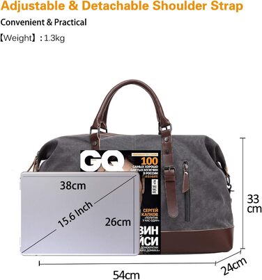 Спортивна сумка для подорожей FANDARE: багатофункціональна сумка-дафл з канвасу для фітнесу, кемпінгу та перельотів (Сіра)