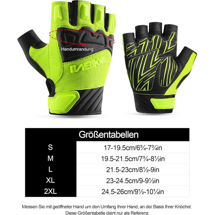 Рукавички INBIKE для їзди на велосипеді, мотокросу, фітнесу, тренувань та скелелазіння, напівпальцеві, зелені, M