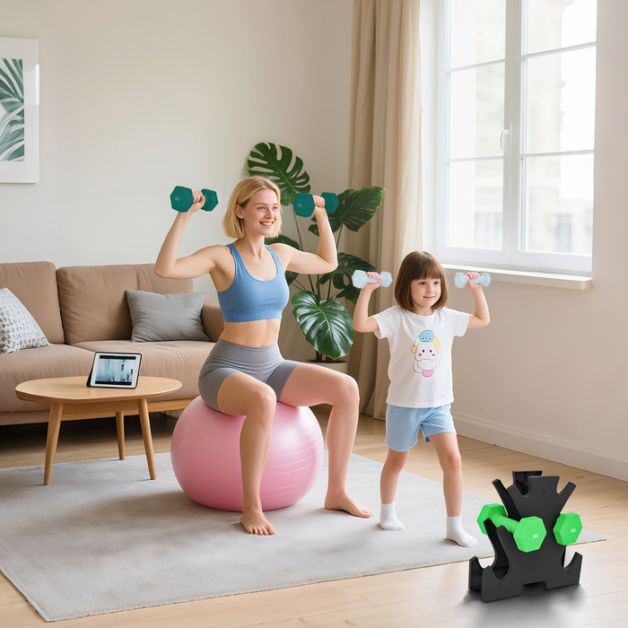 Набір гантелей SPORTNOW з підставкою для зберігання, комплект з 6 гантелей для фітнес-тренувань: 2 x 1 кг, 2 x 3 кг, 2 x 5 кг