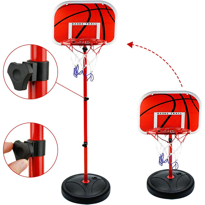 Дитячий баскетбольний кошик AolKee з регульованою висотою, 50-150 см, з м'ячем, сіткою та насосом