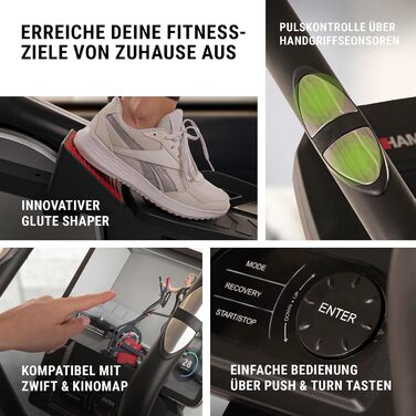 Елептичний тренажер HAMMER Crossfly BT з Glute Shaper, 24 програми, сумісний із Zwift і Kinomap