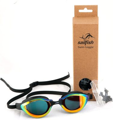 Плавальні окуляри Sailfish Goggle Breeze для чоловіків і жінок, гідродинамічні, дзеркальні, золото, з гнучким комфортом