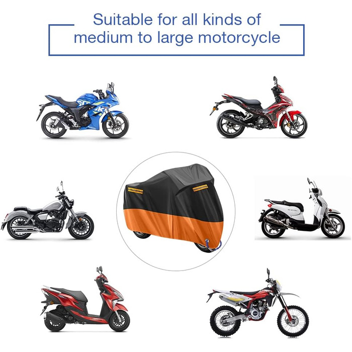 Чохол для мотоцикла 210D Oxford, захист від подряпин, вологості, 245x105x125 см, для Harley-Davidson, Honda, Suzuki, Yamaha