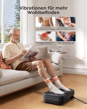 Платформа вібраційна Burever 150W з пультом, 99 рівнів інтенсивності, 5 програм, для масажу ніг, тренувань та формування м'язів