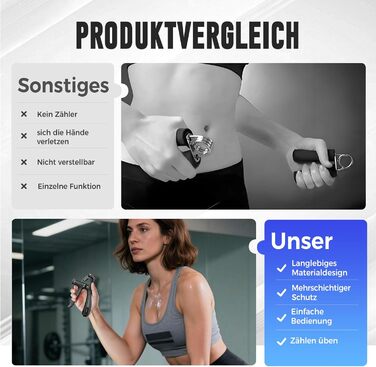 Електронний тренажер для зміцнення хвата з підрахунком, тренажер зап'ястя, для розвитку сили хвата, регульований опір 5-60 кг, чорний