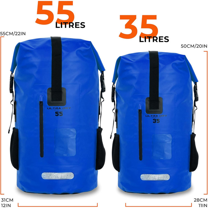Водонепроникний рюкзак Dry Bag преміум-класу 35/55L, мішок для телефону, ідеальний для водних видів спорту, походів, риболовлі та кемпінгу (Блакитний)