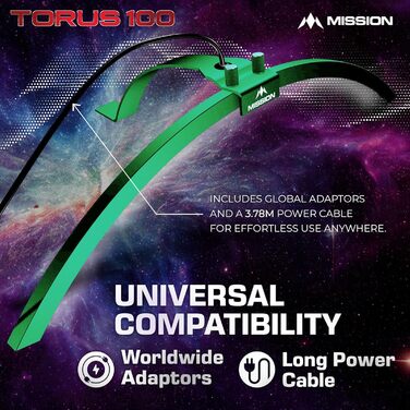 LED-дартс мішень Mission Darts TOR100 Torus 100, складана, портативна, з підсвіткою, металік-зелена