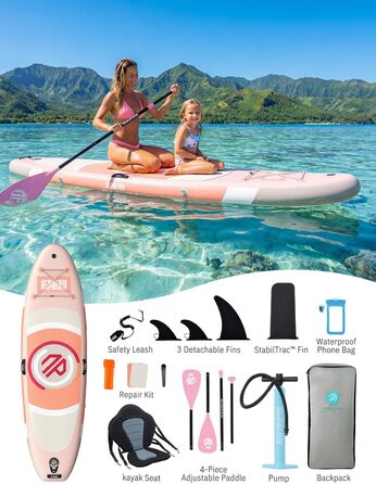 Надувний SUP дошка для сапсерфінгу Niphean 305 см з плавником StabilTrac, для дорослих, з аксесуарами, підходить для йоги