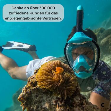 Khroom маска для снорклінгу для дорослих і дітей Seaview Y, CO2-безпечна, повнолицева маска для плавання, альтернатива комплекту для снорклінгу, розмір XS (діти 90-130 см), біла