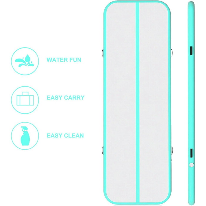 JOYTALENT Надувний гімнастичний мат Air Matte Track, 3 м, висота 10 см, з насосом для занять гімнастикою, акробатикою, йогою вдома, на вулиці або в залі. Розмір: 300 x 100 x 10 см, колір: зелений