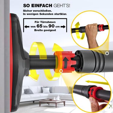 Кімнатна турнік Sportstech KS260/270 для дверей, до 200 кг, з фіксацією Gear-Lock, регульована 70-90 см, без свердління, Calisthenics