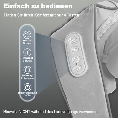 Масажер для шиї та спини з підігрівом, Shiatsu масажер, для шиї, спини, плечей, попереку, ніг, м'язів, сірий. Чудовий подарунок на Різдво!