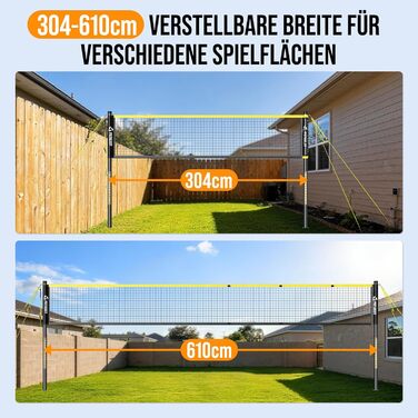 Мобільний волейбольний сет для бадмінтону, регульований, 4 ширини, з сумкою, для залу та вулиці