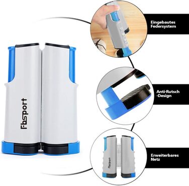 FBSPORT Набір для настільного тенісу Професійний: 2 ракетки, сітка, 6 м'ячів, сумка (сірий)