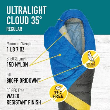 Сплячий мішок Sierra Designs Cloud 20°C DriDown: ультралегкий, для кемпінгу та подорожей з рюкзаком