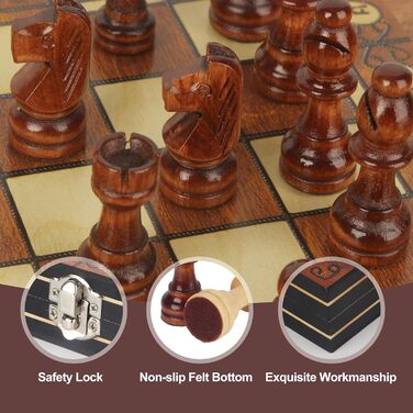 Магнітний шаховий набір, 29 x 29 см, дерево, 3-в-1, для подорожей, партії, сім'ї, дітей