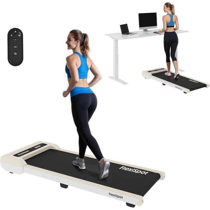 Тренажер для ходьби FlexiSpot Walking Pad 4 в 1 для дому та офісу, тихий біговий килимок з пультом та LED дисплеєм (Basic, White)