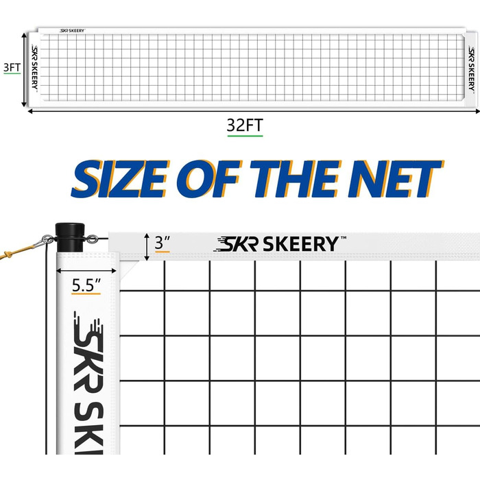 Волейбольна сітка для вулиці: міцна конструкція, регульовані штанги, для саду, газону та пляжу (білий)
