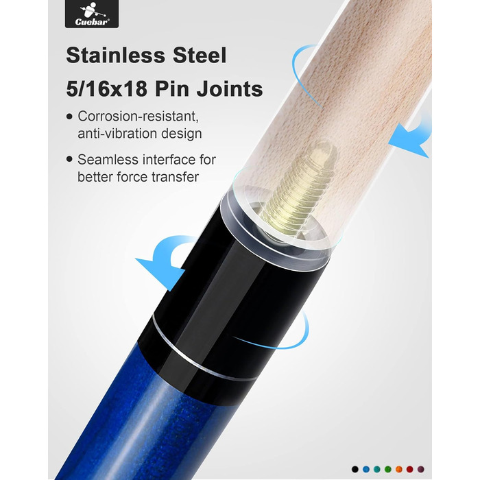 Набір київ для більяру CUEBAR (2 шт.), 147 см, для дорослих, з імітацією шкіри, 2 кольори та ваги