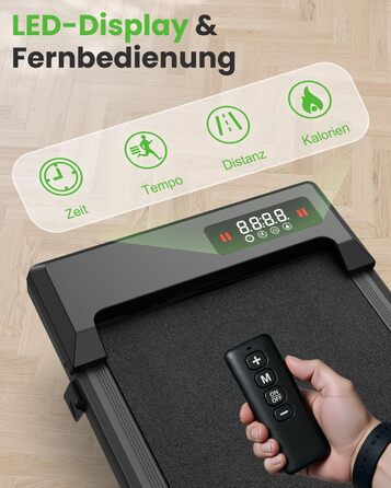 Біговий доріжка для дому HomeFitnessCode з нахилом, Walking Pad, електрична, 1-8 км/год, міні, чорна, 85 см