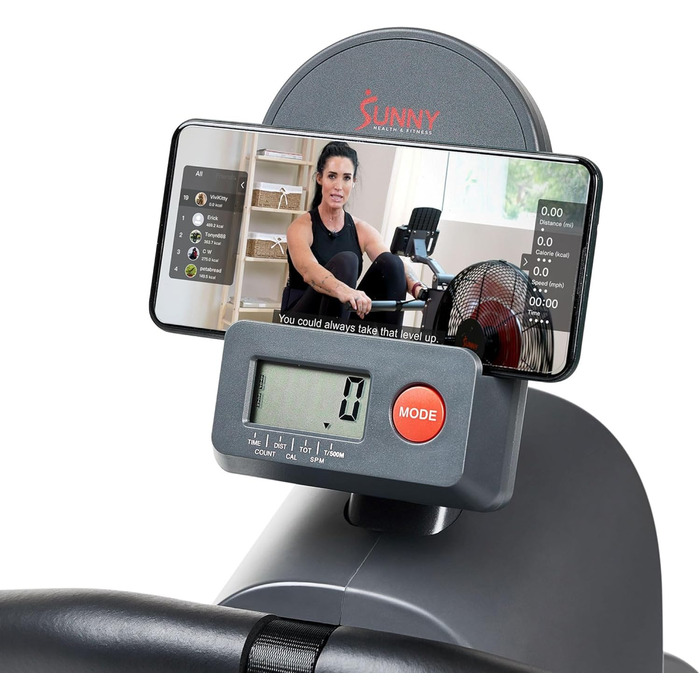 Магнітний гребний тренажер Sunny Health & Fitness SMART, компактний, складаний, з Bluetooth – SF-RW522016