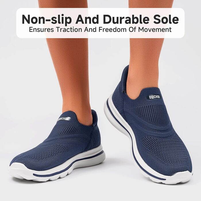 Сліпони чоловічі без шнурівки, спортивні кросівки для бігу, легкі, дихаючі, для активного відпочинку та повсякденного носіння, 1040, Marineblau (Морський синій), 42 EU