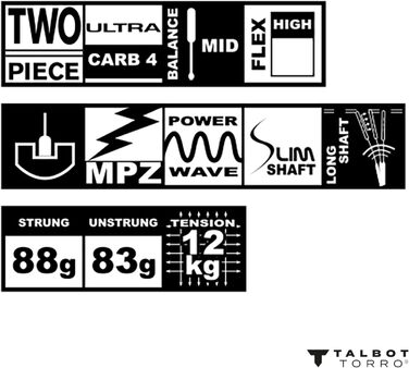 Бадмінтонна ракетка Talbot Torro Isoforce 5051 Tato Dura Ultra Carbon4 для максимальної точності удару, Mega Power Zone