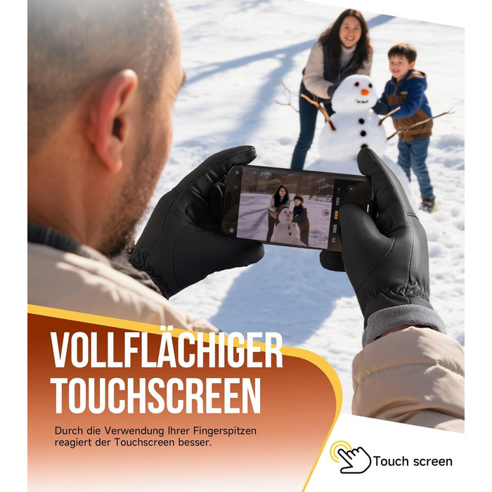 Рукавички PULIOU для чоловіків та жінок, зимові термо-рукавички для велосипеда, тепла зимова модель, вітронепроникні, з підтримкою сенсорного екрану, спортивні рукавички для бігу, їзди на велосипеді, альпінізму, чорного кольору